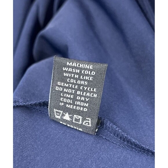 MSK O-Ring Collared Shift Dress Women's Size Large Navy Blue Stretch Casual - Picture 8 of 8